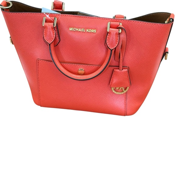 Michael Kors Greenwich Tomato Red Leather Bag - Picture 1 of 4